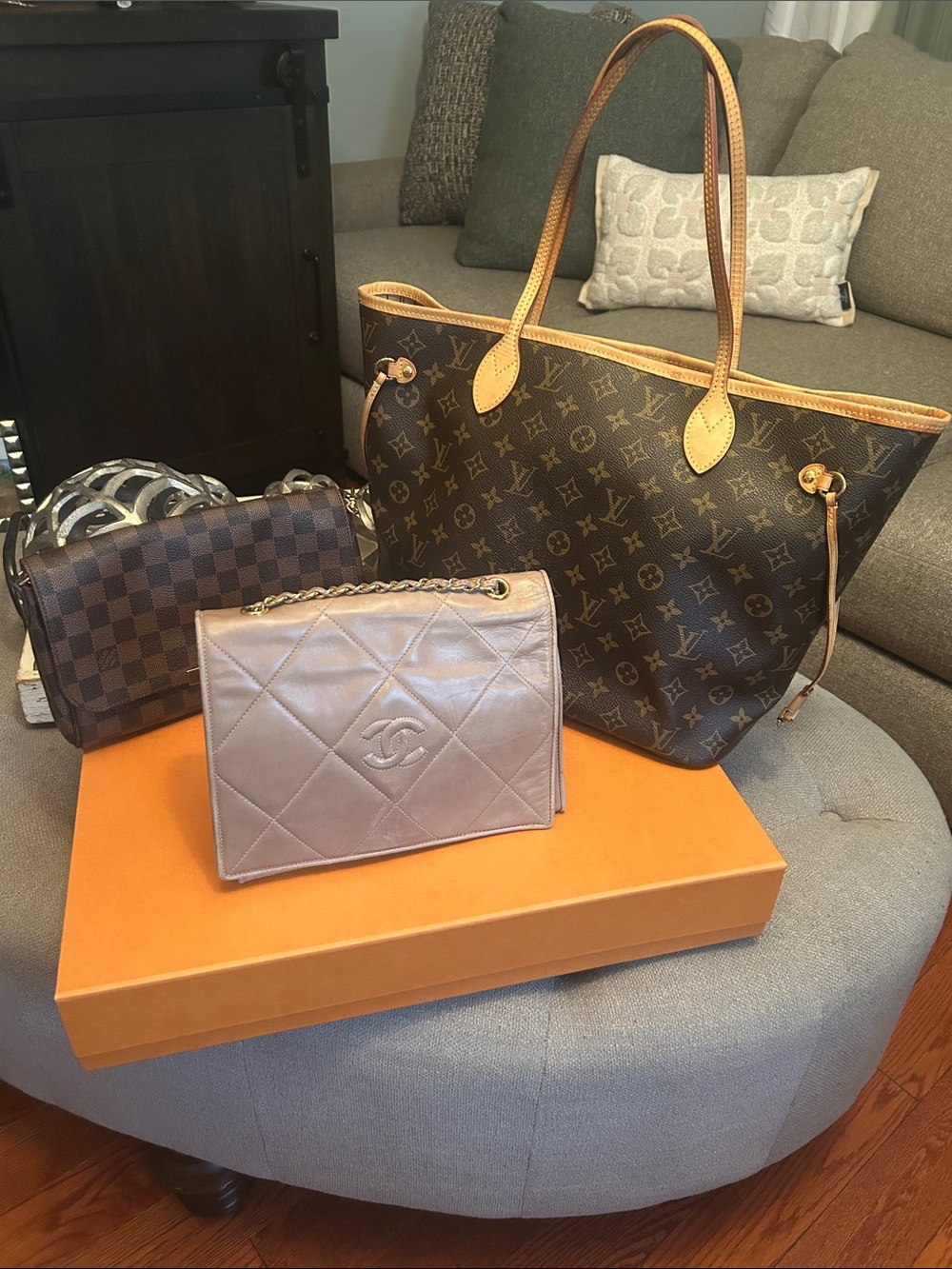 Louis Vuitton Brown Monogram Canvas Tote with Natural Tan Trim